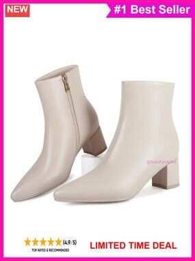 Pointed Toe Ankle Boot Booties Chunky Block Low Heel